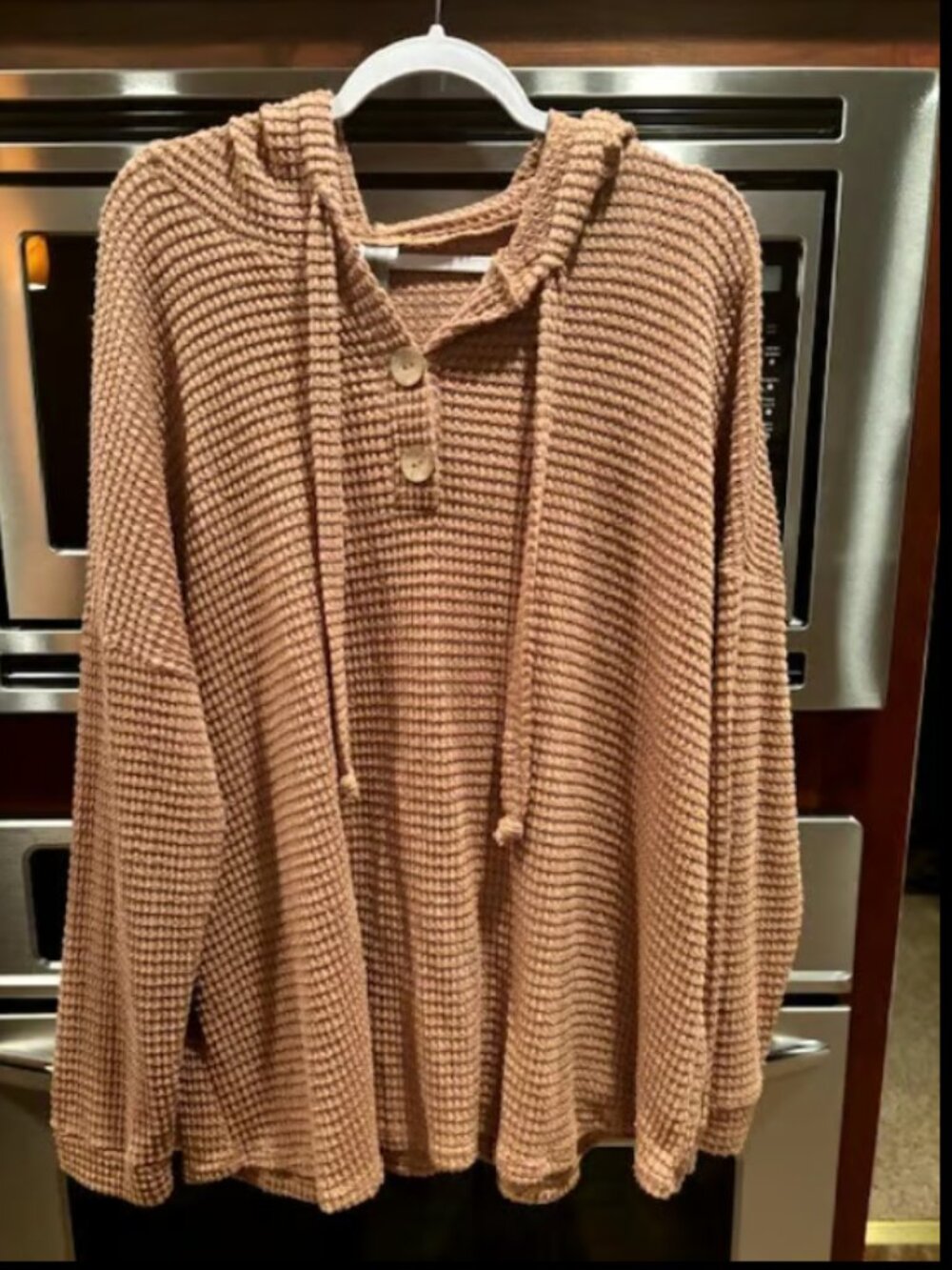 Honeyme Curvy Hooded Pullover Top Waffle Knit Women's XL Fits up to 2X